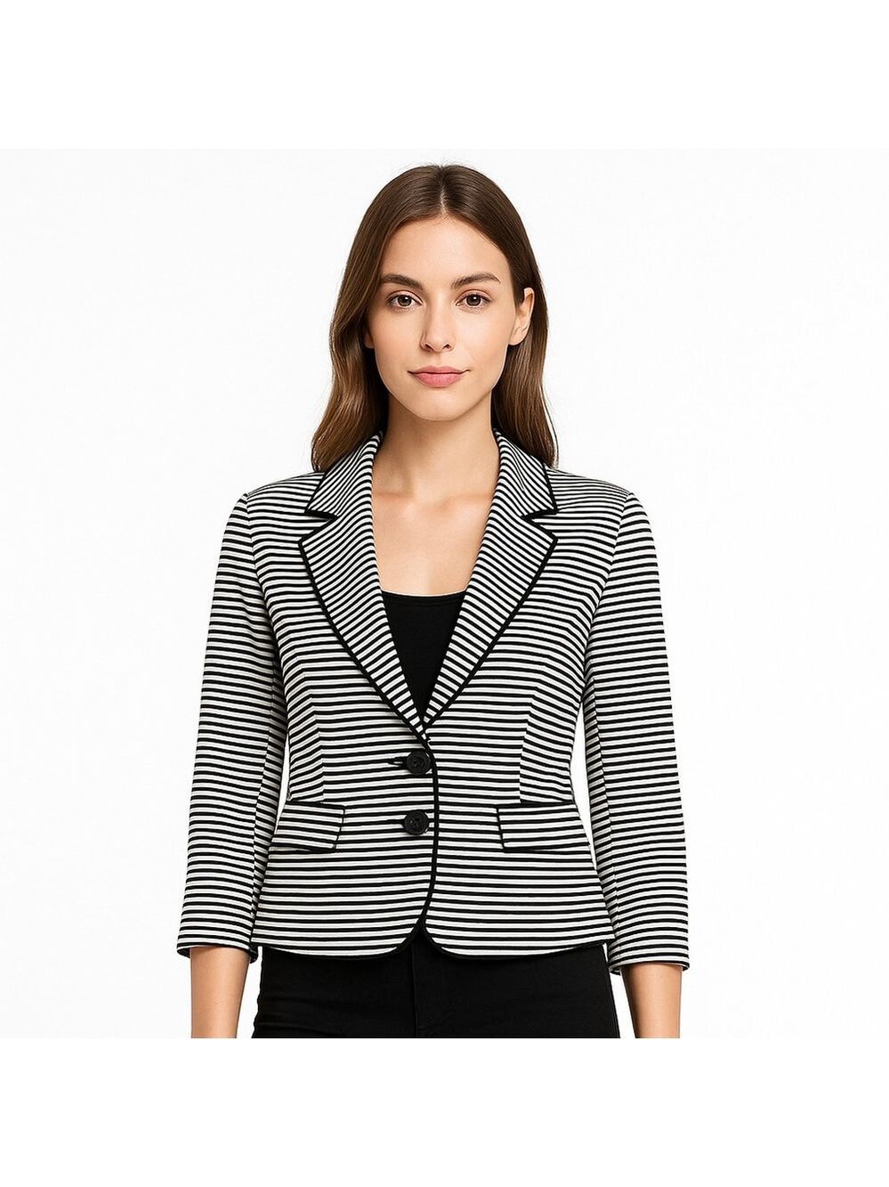 BCBG Striped Black & White Cropped Blazer Jacket Women’s Small